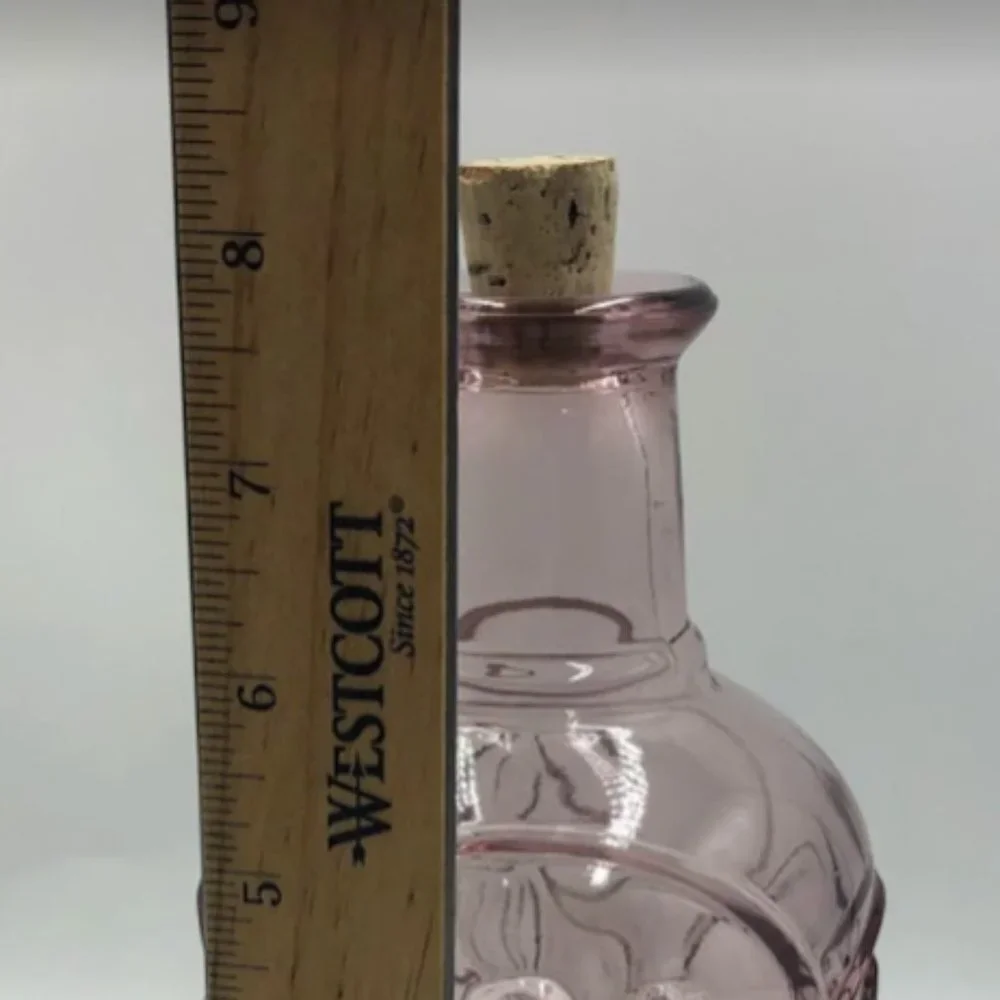 Libbey Glass Decanter Orchard Fruit Embossed Pink